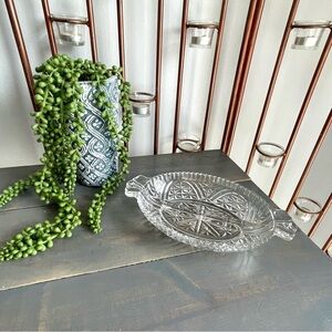 Vintage Anchor Hocking Divided Glass Tray Nut Relish Tray Candy Dish Servingware